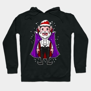 Cute Kawaii Vampire in Snow wearing Santa Hat Hallowxmas Hoodie